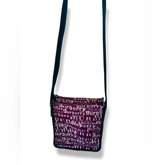 Burberry Logo Print Crossbody Bag in Purple White and Black Graffiti Rare Small